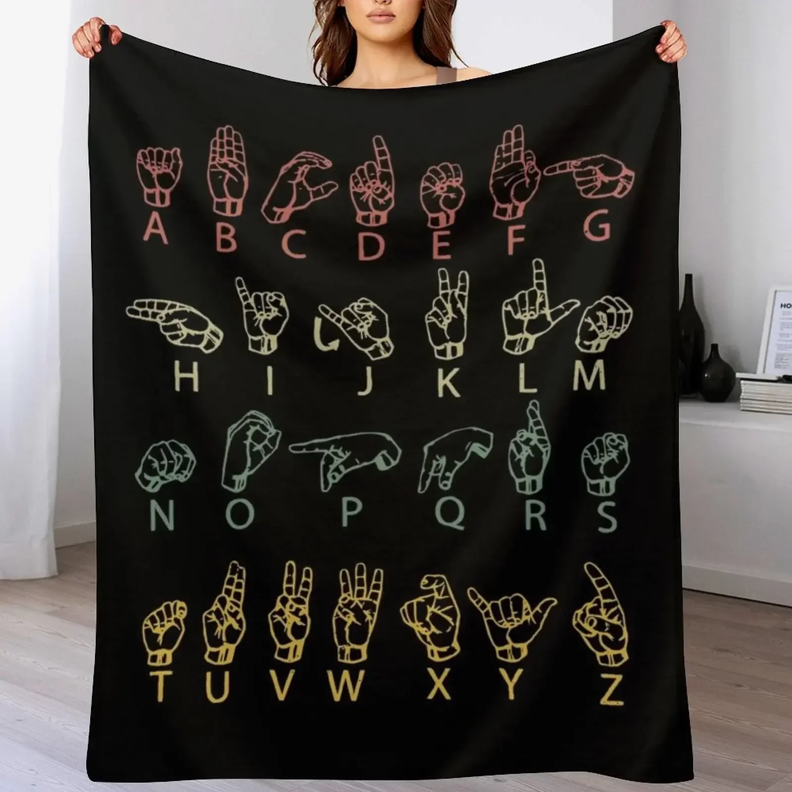 Фото ASL American Sign Language Пледы Покрывала Волосатые Одеяла Для Кровать Одеяла №4