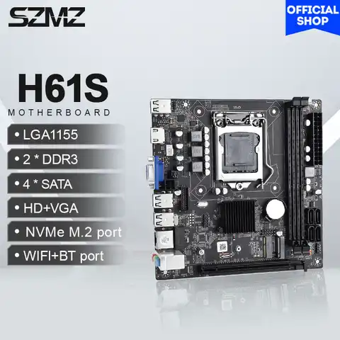 Отремонтированная материнская плата SZMZ H61S mini ITX LGA 1155 поддержка NVME M.2 и Wi-Fi Bluetooth-порты H61 Placa Mae 1155 офисный ПК DDR3