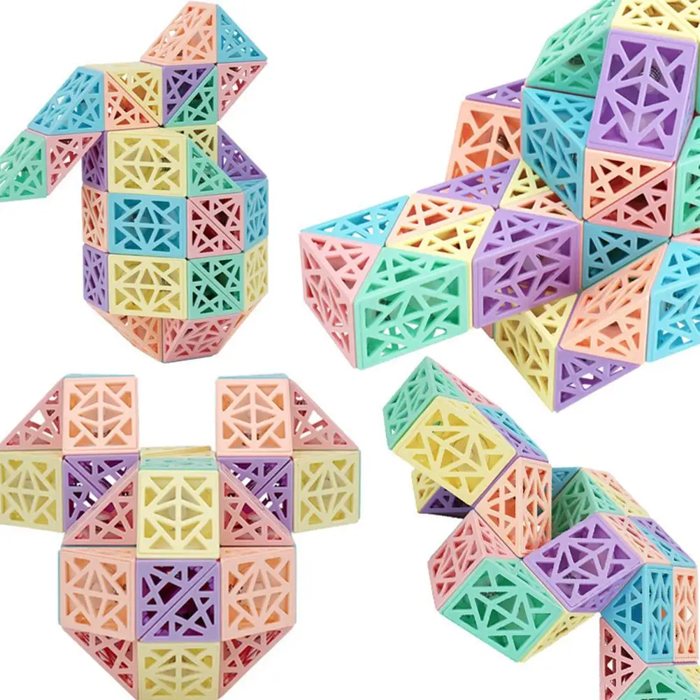 

Hollow Design Wedges Magic Snake Cube Lightweight Multi-color Twist Puzzles 3d Brain Teaser Sensory Toys Magic Ruler