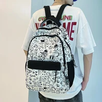 cute womens nylon backpack for teenagers girls graffiti school bag female student travel rucksack ladies high quality mochila