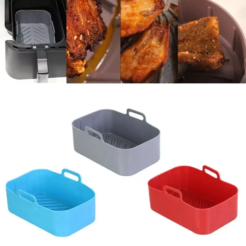 

6-in-1 Air Fryer Blue Square Silicone Pot Holder Non Stick Pans For Kitchen For Pizza Cookware Durable Kitchen Accessories