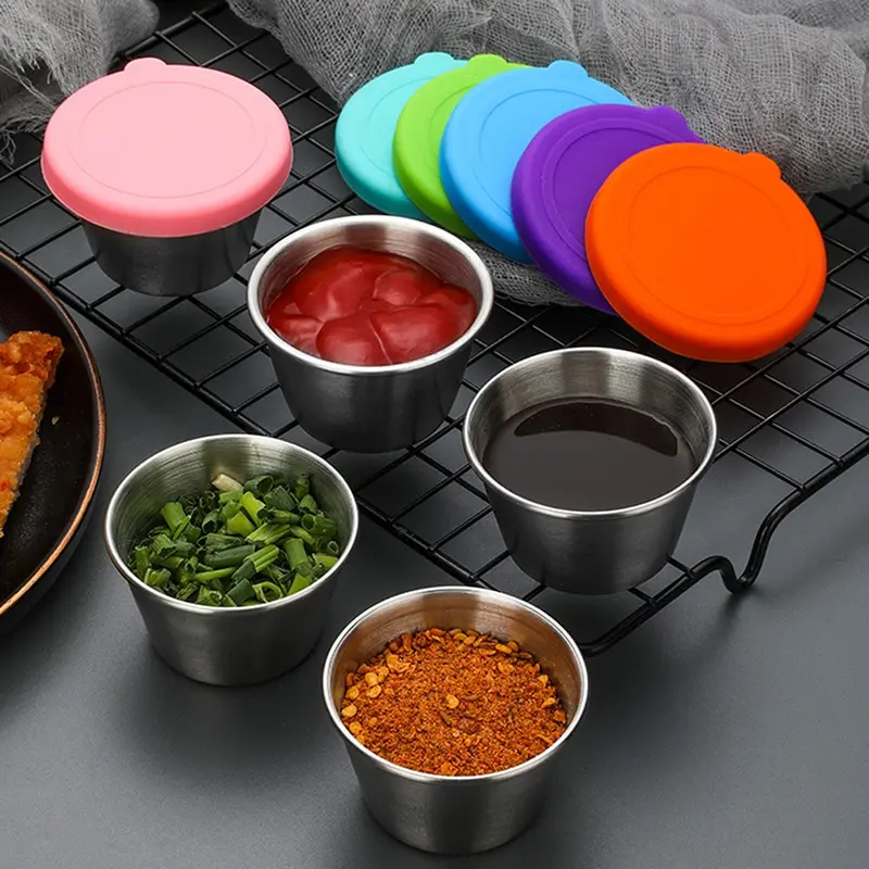 

Stainless Steel Hot Pot Dipping Bowl Small Sauce Cup Seasoning Dish Saucer Appetizer Plates Sauce Container For Restaurant