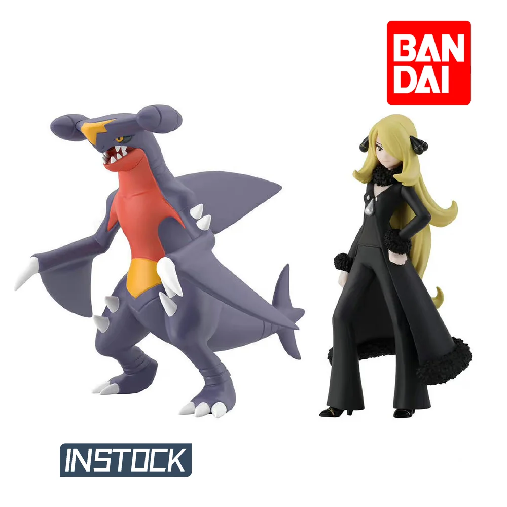 In Stock Bandai Pokemon Scale World Sinnoh Cynthia Garchomp Anime Action Model Figure Figurals Brinquedos Collection Toys Gift