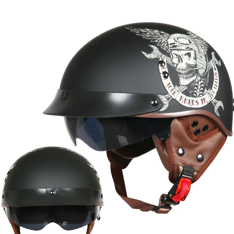 for retro motorcycle helmet men's motorcycle half-covered summer helmet women's electric car scoop helmet