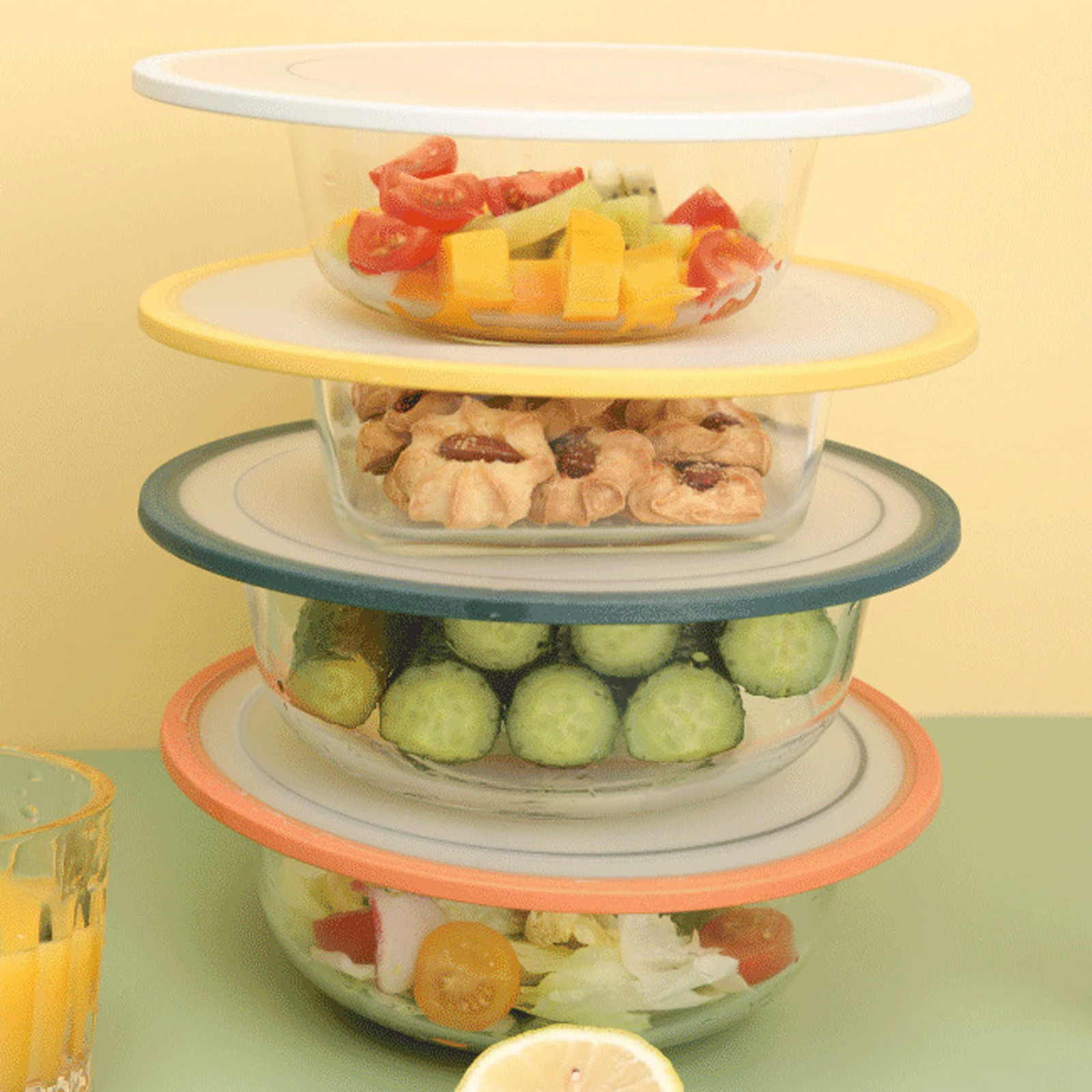 

Крышка для холодильника, крышка для чаши, герметичная крышка, универсальная крышка, круглая силиконовая универсальная коробка для ланча, со...