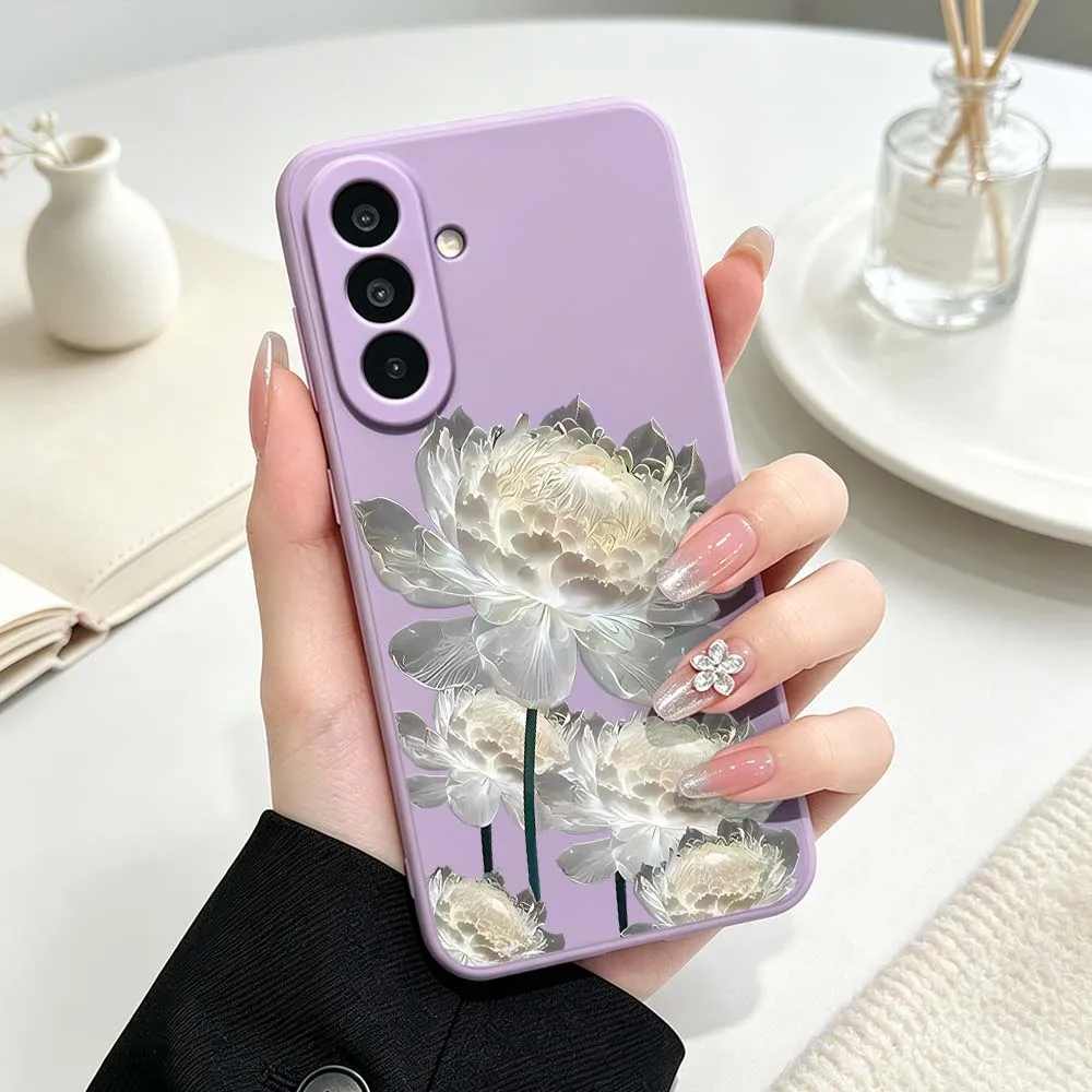Фото Чехол для телефона с золотым узором в виде лотоса для Samsung Galaxy A71 A56 A55 A54 A53 A51 A17 A16 A07 A06, мягкий силиконовый чехол из жидкого силикона №4