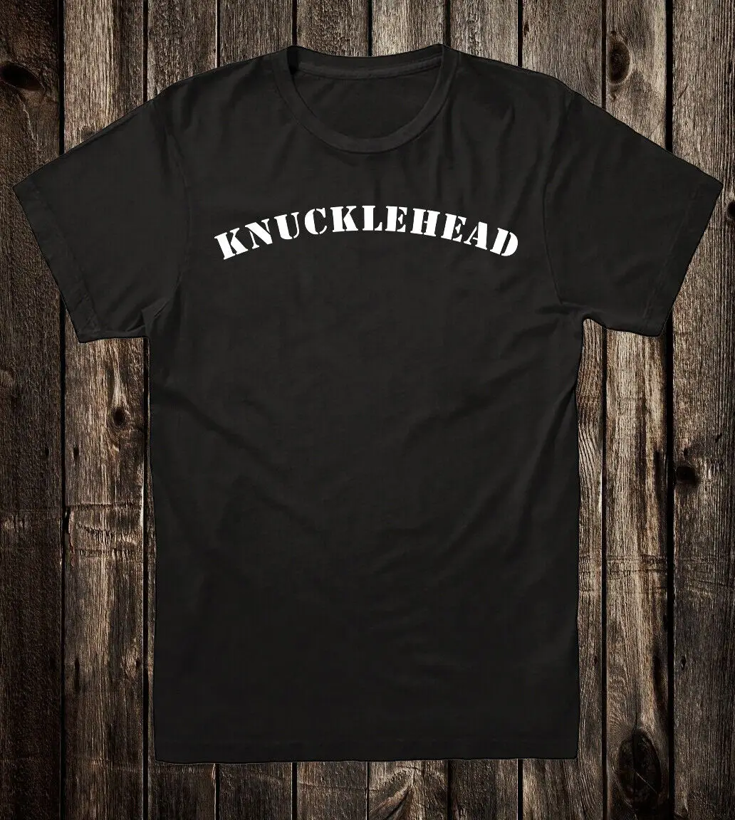 Футболка из 100% хлопка черная Байкерский мотоцикл чоппер тату Knucklehead