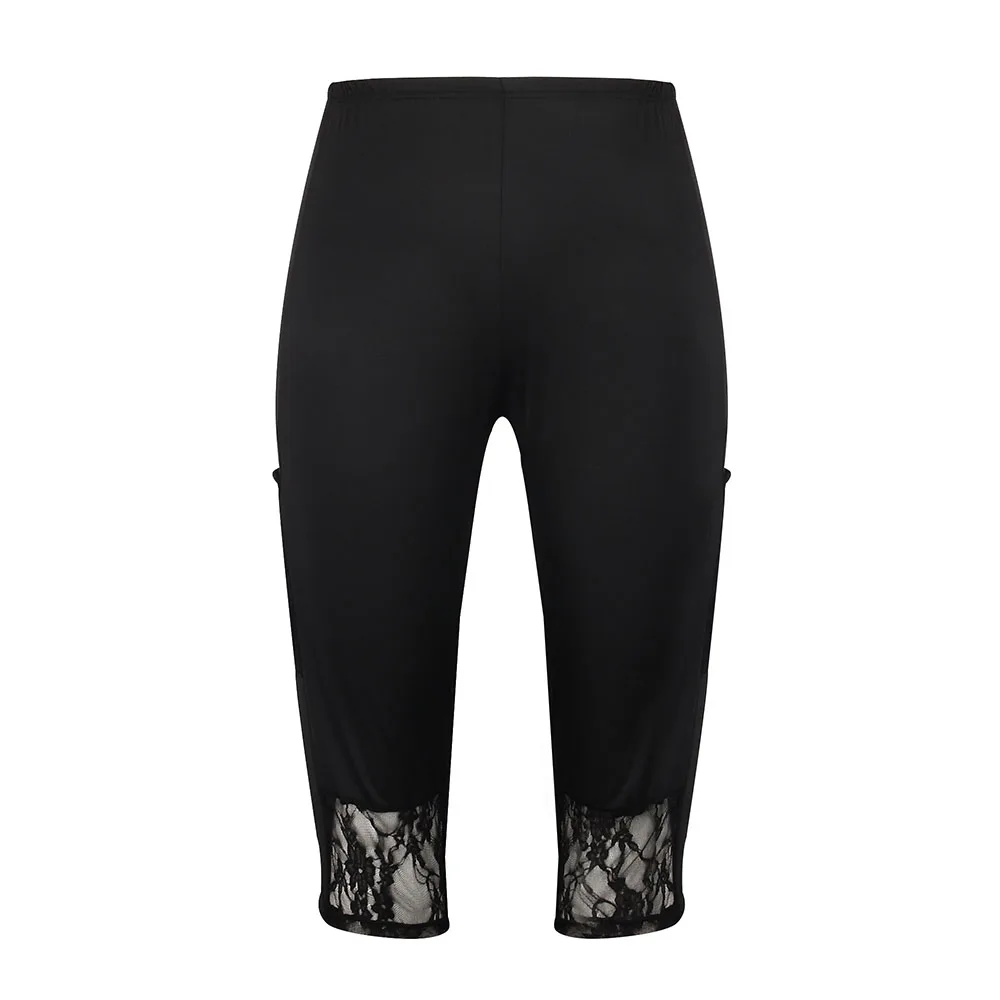 Women's Floral Lace Hem High Waist Plus Size Leggings Cut Out Black Leggings Large Size Ladies Clothes Skinny Trousers 2022