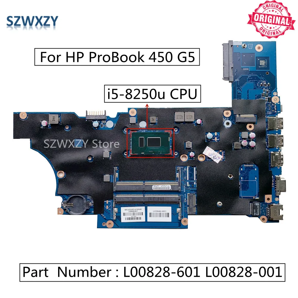 SZWXZY для HP ProBook 450 G5 материнская плата ноутбука с SR3LA i5-8250u L00828-601 DA0X8CMB6E0 DDR4 MB 100%