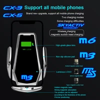 smart induction wireless charging car phone holder logo light for mazda cx 3 cx 5 m3 m6 ms skyactiv rx8 mx5 mx3 mp accessories
