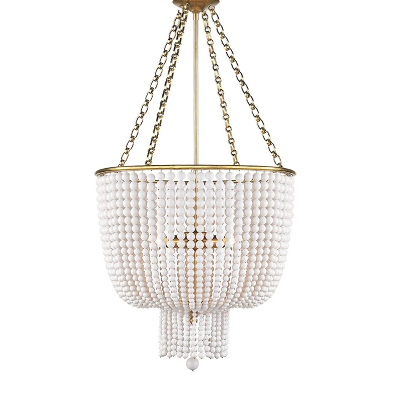 

Деревянная люстра с жемчугом и бусинами E14led