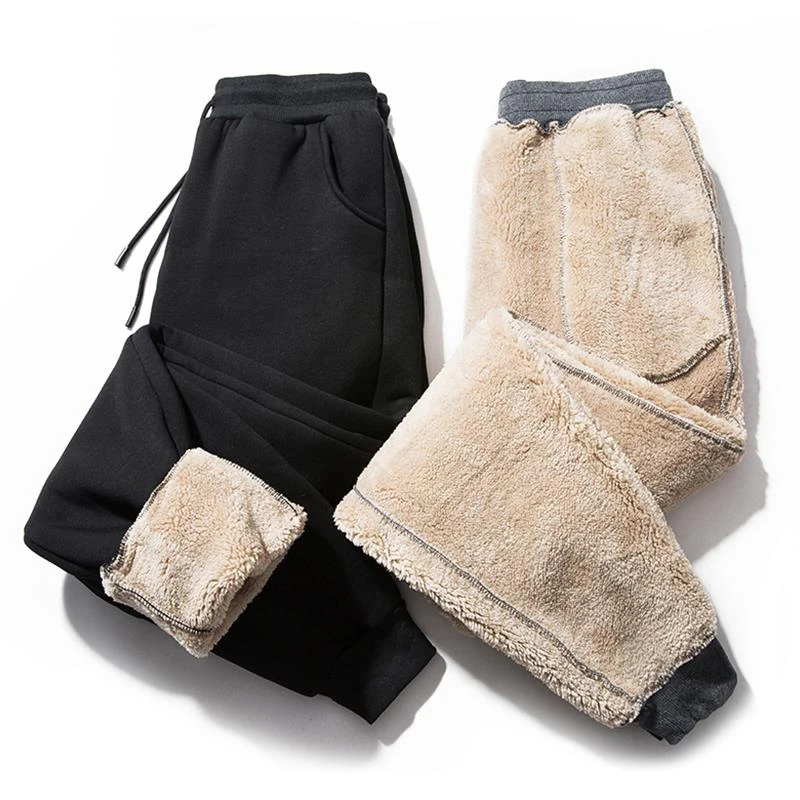 

2022 плюшевые брюки, мужские черные хлопковые тренировочные брюки из овечьей шерсти, плотные зимние мужские повседневные брюки, теплые флисовые новые толстые модные джоггеры
