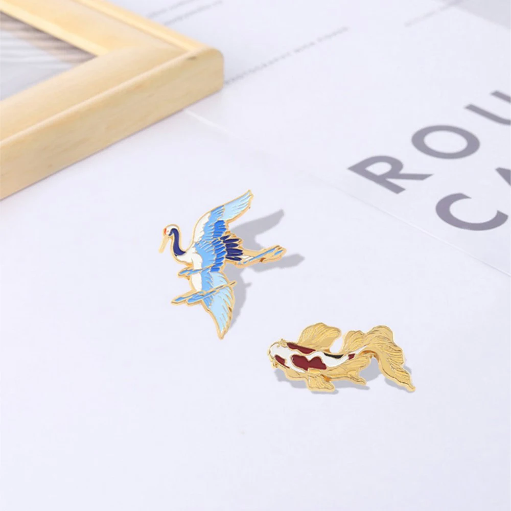 Брошь Crane Koi на заказ броши тему удачи в небе модные элегантные булавки для женщин