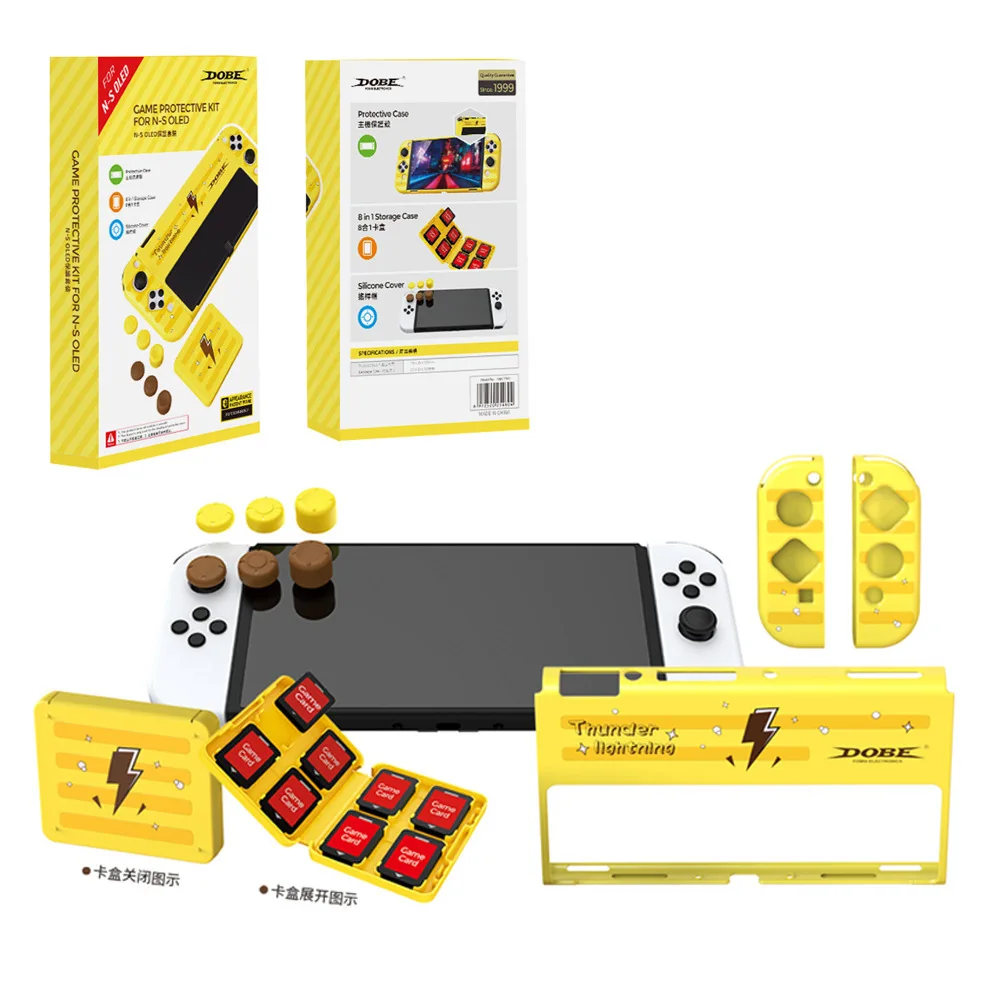 

new TNS-1192 TNS-2120 For Switch OLED game console pink sticker OLED console protective cover + card box + rocker cap set