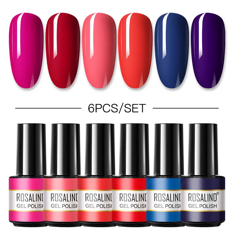 

ROSALIND 4PCS/6PCS Nail Gel Polish Set Nail Kit Set Vernis Semi Permanent Soak Off Base Top Coat UV LED Nail Art Gel Polish Kit