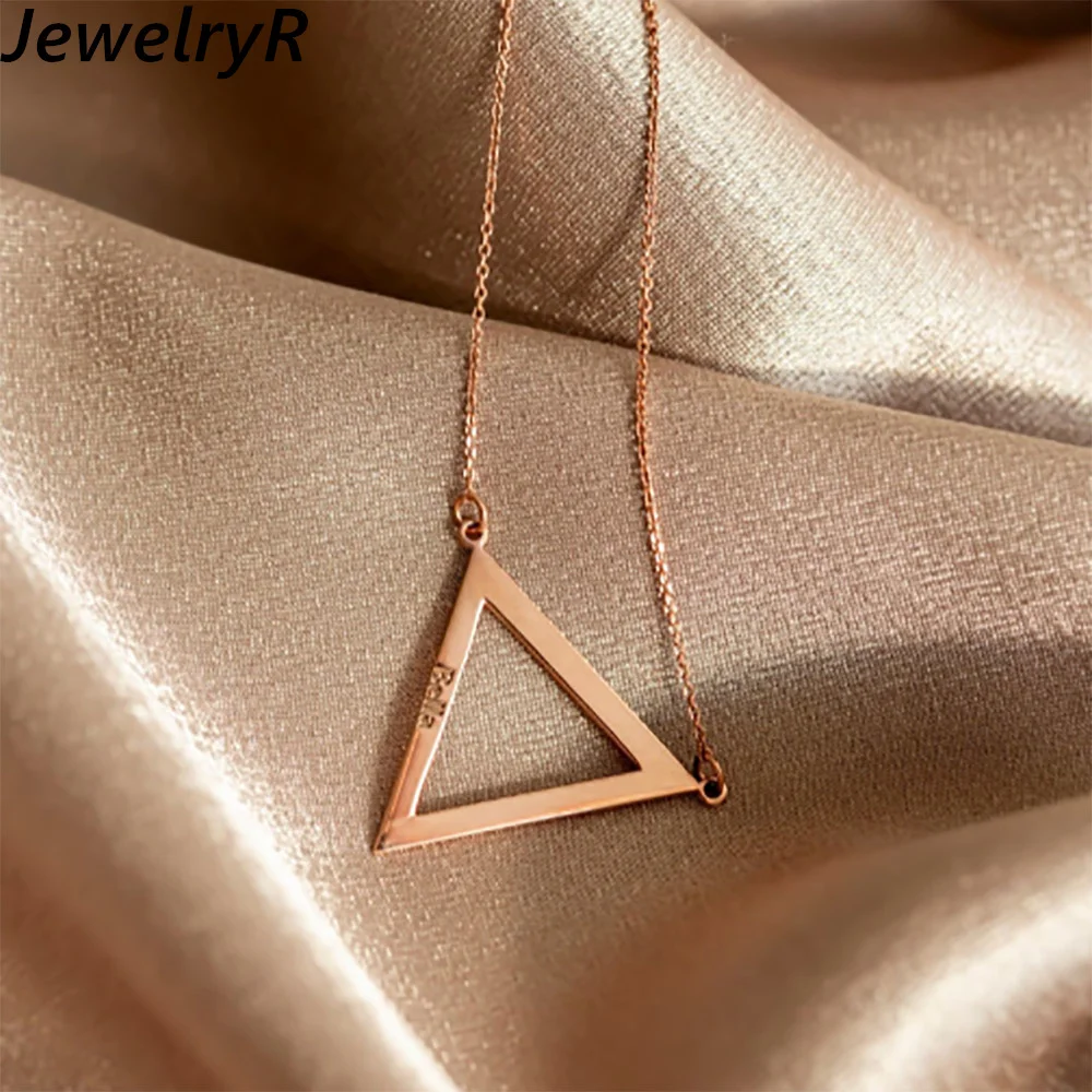 

JewelryR Personality Custom Name Necklaces With Triangle Pendant Stainless Steel Carved Nameplate Choker For Women Jewelry Gifts