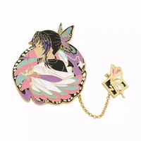anime collection enamel pins butterfly brooch demon slayer badge denim shirt lapel pin gothic jewelry anime fans gifts