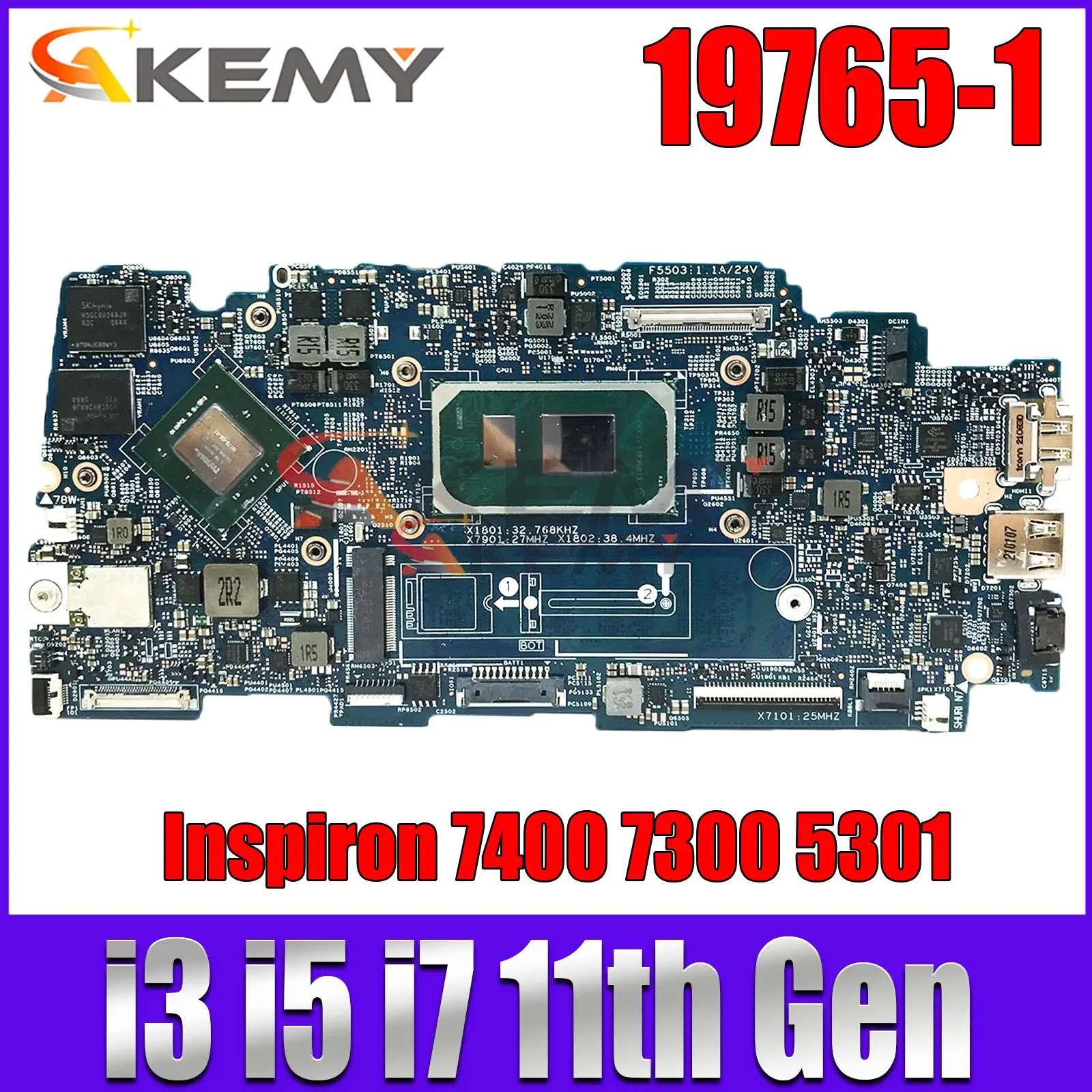 

19765-1 Материнская плата для ноутбука dell Inspiron 7400 7300 5301 с i3 i5 i7 11-го поколения ЦП N17S-G5-A1 GPU 100% полностью протестирована