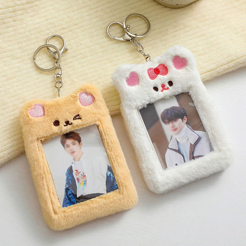 

ID Credit Case Photo Card Holder Protector Case Idol Photocard With Keychain Cartoon Cute Plush Cartoon Idol Photocard Holder