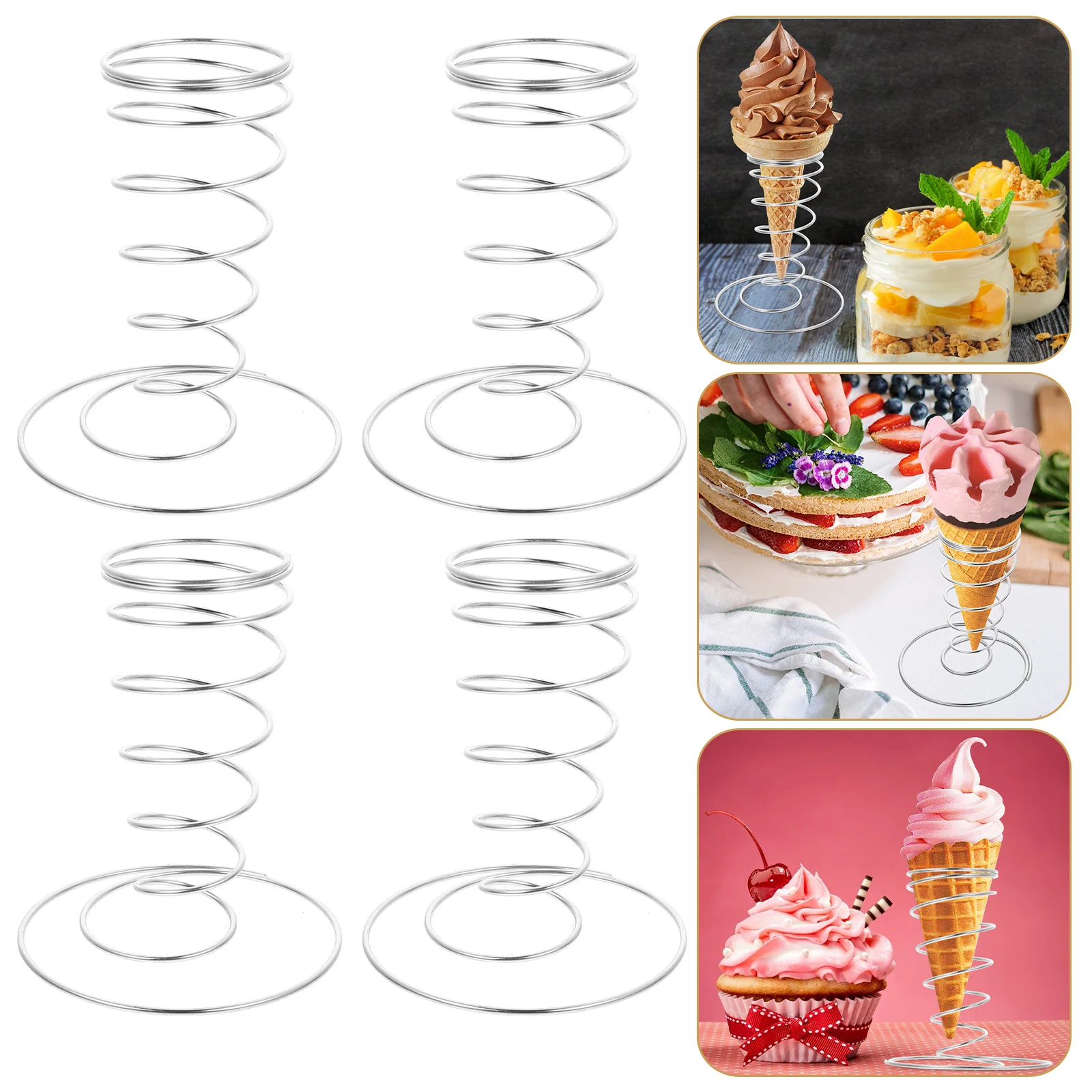 

Cone Holder Stand Ice Cream Rack Display Waffle Cones French Roll Fry Sushi Serving Hand Cupcake Pizza Fries Metal Steel