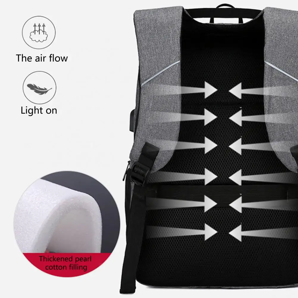 

4 Colors Practical Men USB Charging Backpack Waterproof Laptop Bag Multi Pockets for Outdoor