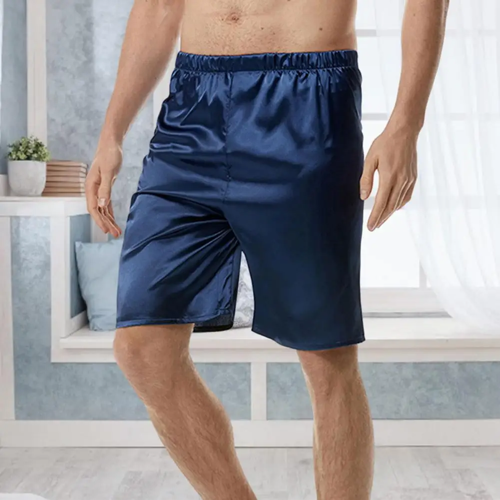 

Мужские пижамные штаны с эластичным поясом, однотонные повседневные мягкие пляжные шорты из полиэстера, без выцветания, Мужская одежда для повседневной носки