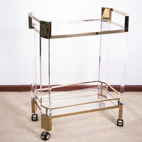 hot sale customizable high quality modern hotel home acrylic bar cart custom acrylic metal trolley