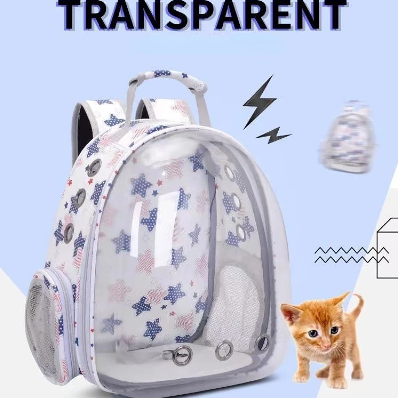 

Outdoor Pet Backpack Portable Panoramic Side Open Transparent Cat Prints Carrier Bags Space Breathable Capsule Transport For Cat