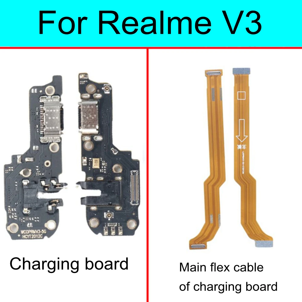 

USB-коннектор для зарядного порта для Realme V3, основной микрофон, микрофон, аудиоразъем, плата, гибкий кабель