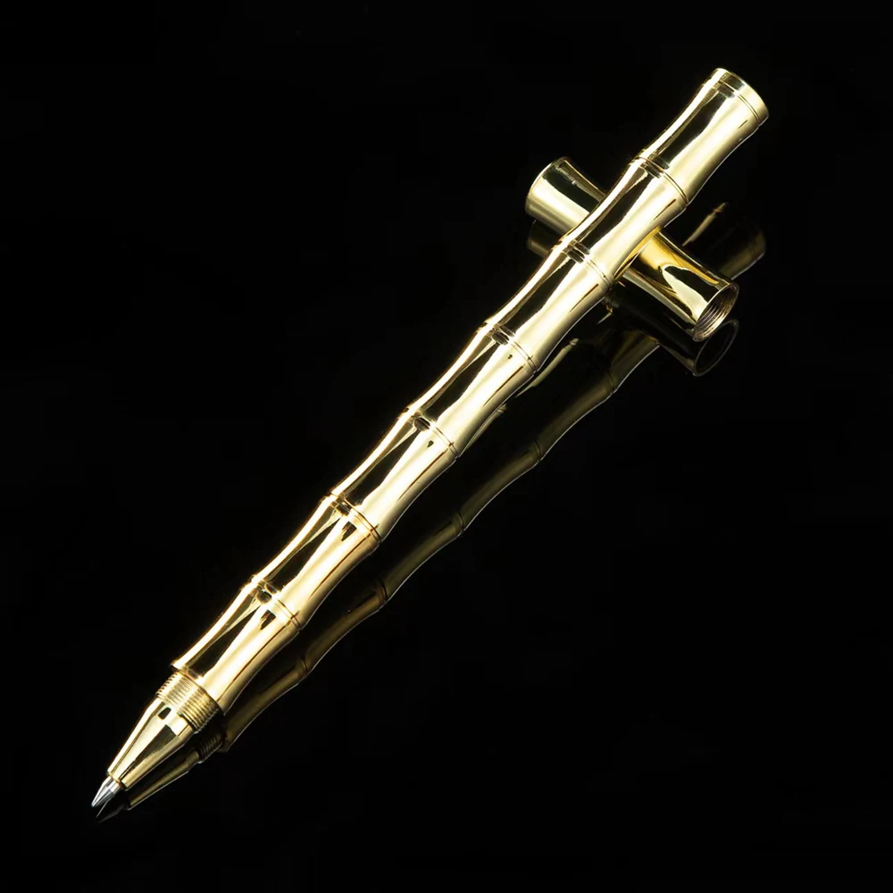

20 Pcs Brushed Detachable Bamboo Rollerball Pen GOLDEN Metal Stationery Office School Supplies Writing Ballpoint Pen