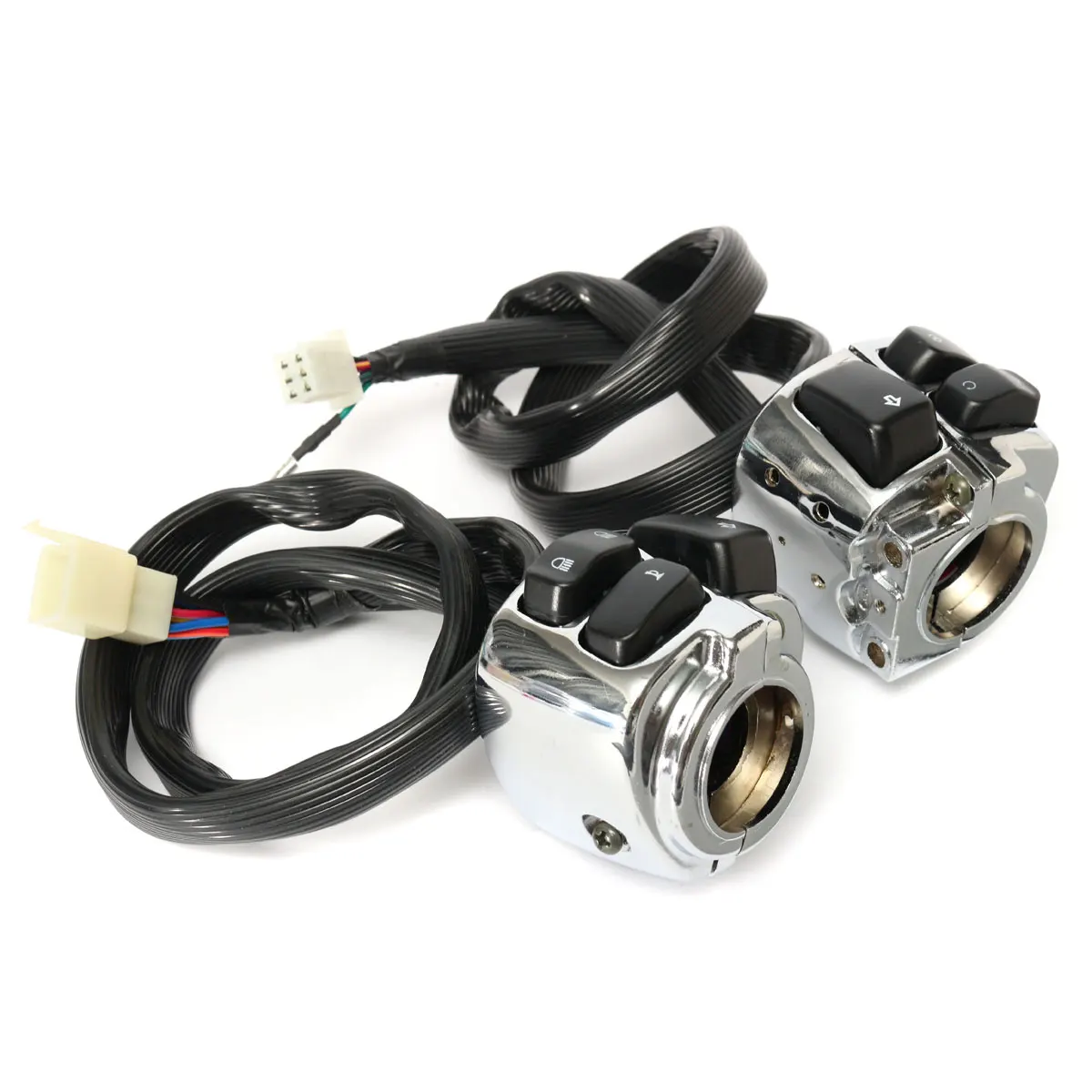 Motorcycle 1" 25mm Handlebar Control Switch + Wiring Harness Black/Chrome For XL883/Sportster/Dyna/V-ROD/Softail