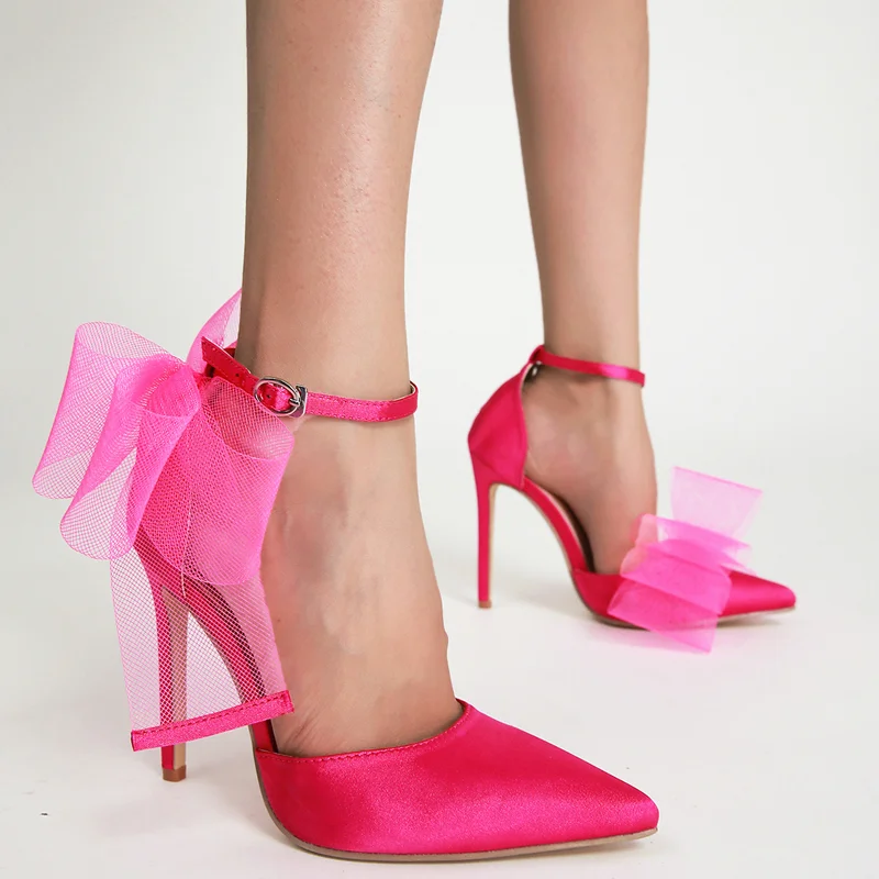 

Босоножки женские атласные на высоком каблуке, элегантные сандалии с асимметричным бантом и ремешком на щиколотке, пикантные туфли из иску...