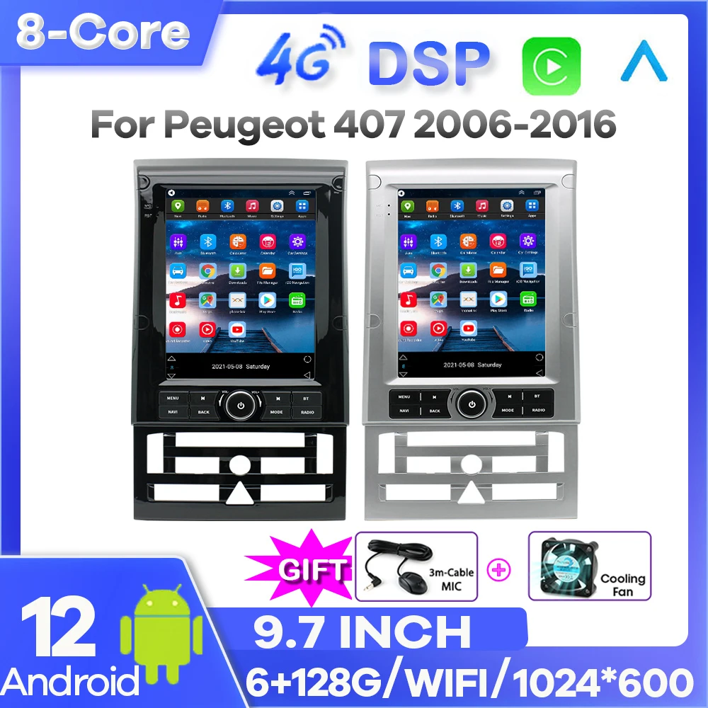 

9.7'' Android 12 6G+128G Car Radio For Peugeot 407 Multimedia Video Player Navigation 2Din Carplay 4G Wifi Built In Speaker