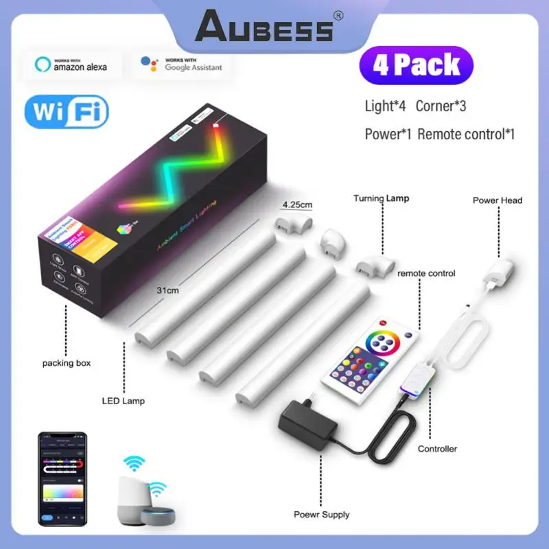 

Tuya RGBIC Light Bar LED Smart Wall Light Bluetooth WIFI APP Voice Control Music Sync DIY Night Light Alxe/Google Support