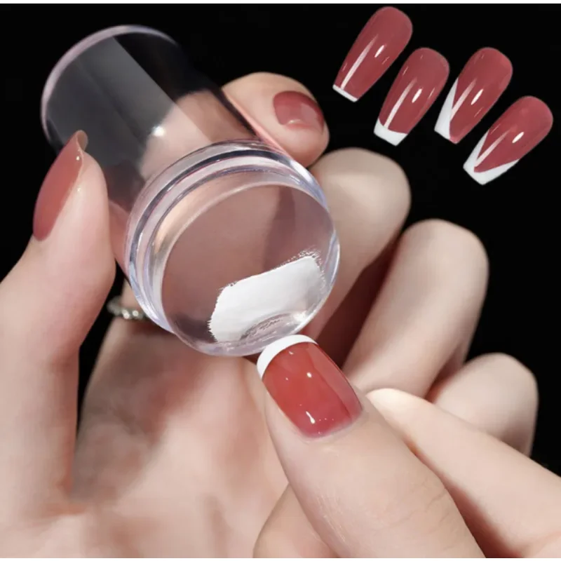 

2pcs/Set Transparent Nail Stamper with Scraper Jelly Silicone Stamp for French Nails Manicuring Kits Nail Art Stamping Tool Set