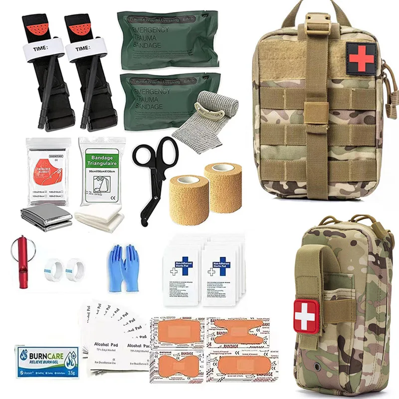 

Emergency Tactical First Aid Kit Survival Medical Accessories Military IFAK EDC Pouch Tourniquet Scissors Bandages for Trauma