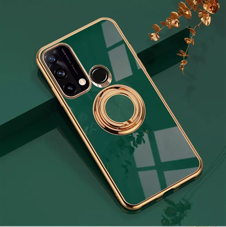 

Electroplated Silicone Ring Case For OPPO Reno 5A Case Anti-Knock 6D Stand Cover for OPPO Reno5A Case