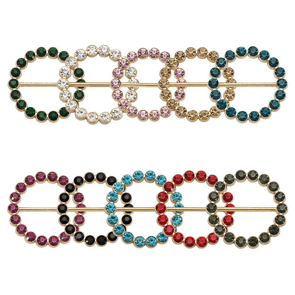 

Clip Scarf Ring Buckle Shirt Clothing Tie Circle Clips T Waist Rings Exquisite Fastener Wrap Holder Metal Rhinestone Silk Pin