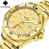 wwoor fashion gold watch men sports informal waterproof classic luminous calendar stainless mens wrist watches relogio masculino