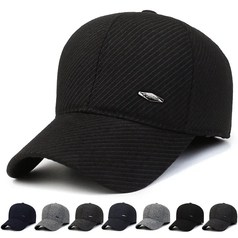 

Men's Winter Hat Middle-aged Warm Ear Protection Thickened Baseball Caps Adjustable Size Men Earmuffs Hats Casual Sports Cap