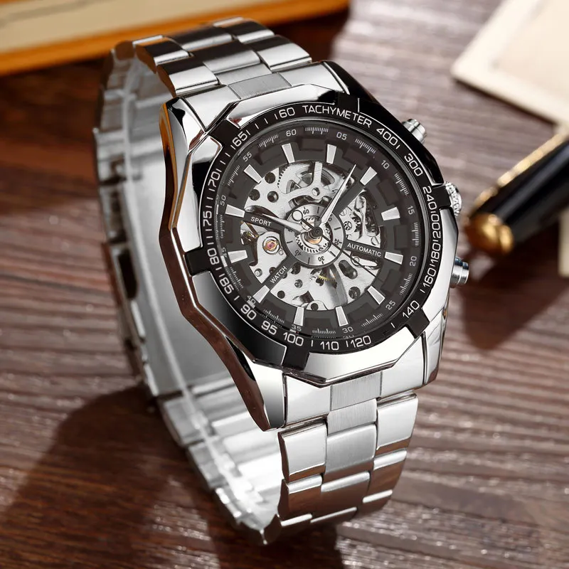 New Explosions of Men's Watches All Hollowed Out Men's Automatic Mechanical Watch Men's Business Leisure Steel Band Watches