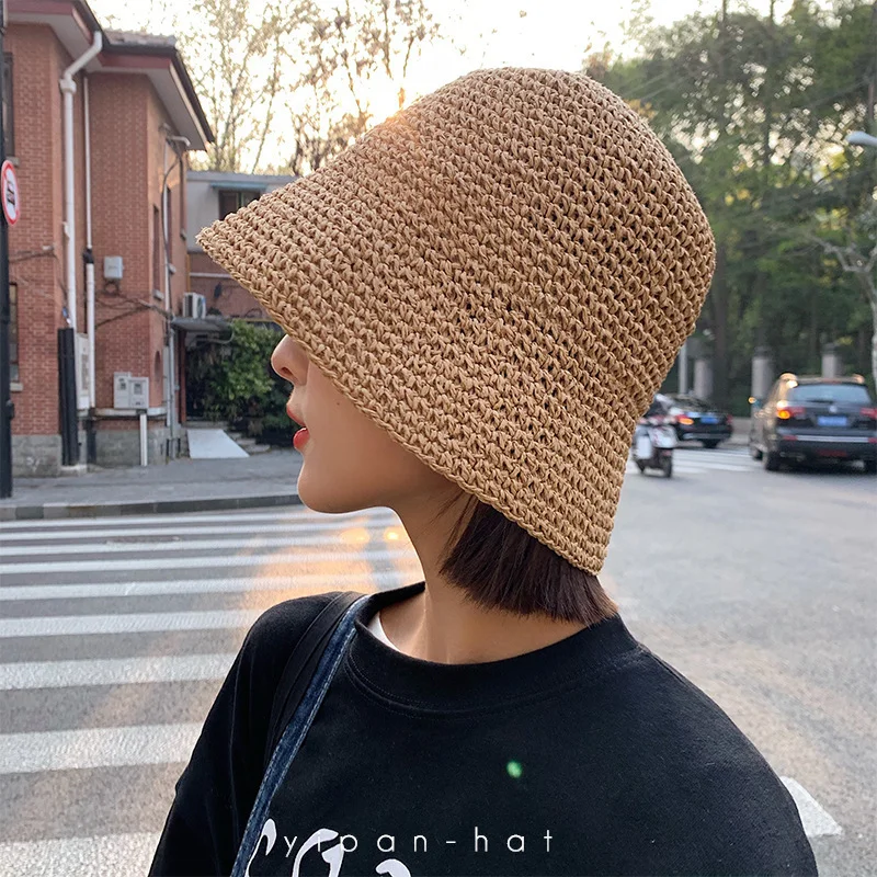

Beach Straw Hat Summer Women Visor Bucket Hat Fisherman Hat Hand weaving Panama Girl Fishing Chapeau Sun Hats for Women