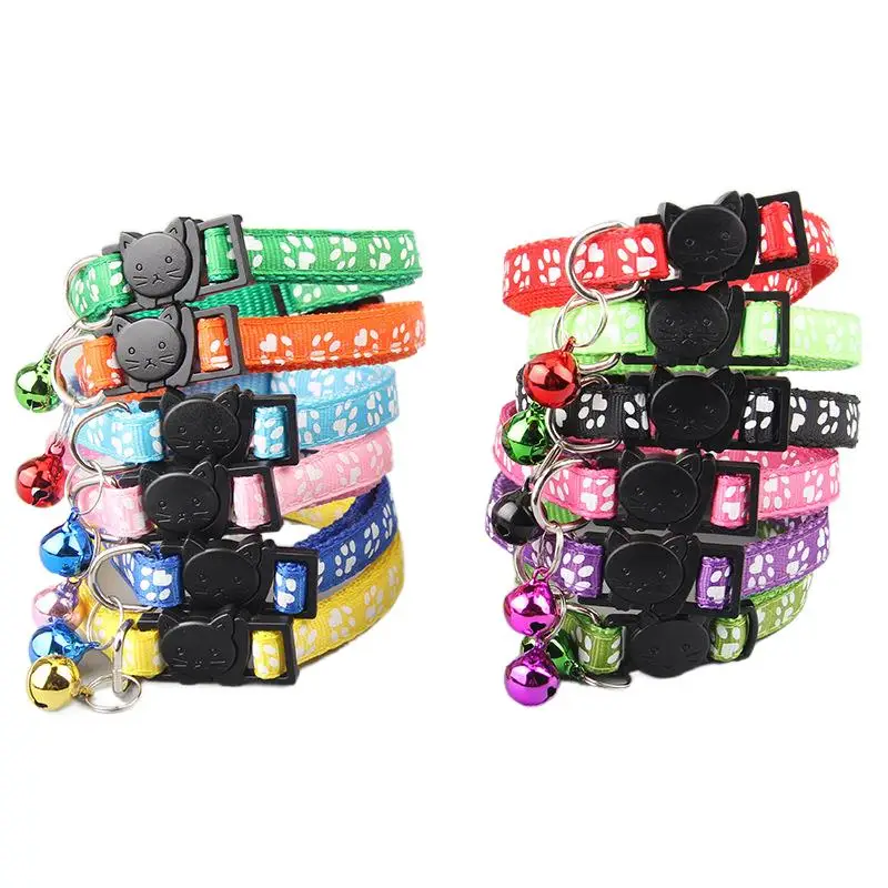 

Pet Collar Cat Dog Collar Reflective Material Belt Bell Neck Necklace Safety Elastic Adjustable Collar Pet Accessories W