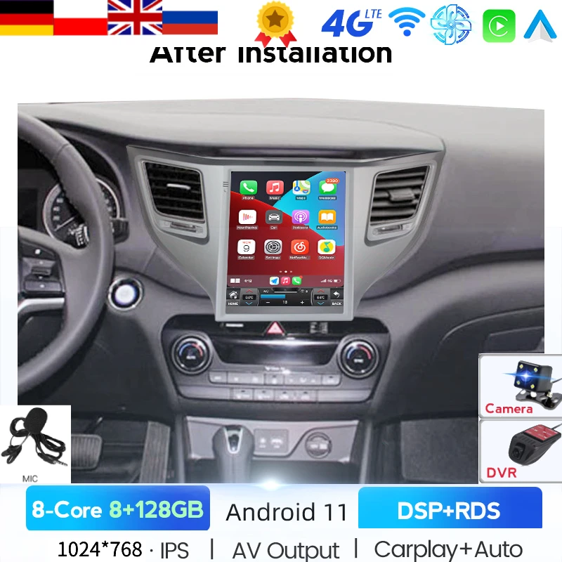 128 Гб экран Теслы для Hyundai Tucson 2015 2016 2017 2018 2019 Android 11 Автомобильный мультимедийный