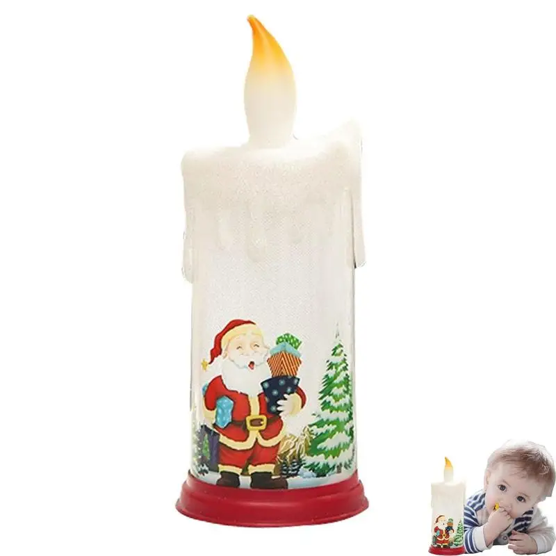 

Christmas Battery Operated Candle Christmas Holiday Theme Flameless Candles LED Pillar Candles Snowman Decals LED Pillar Candles