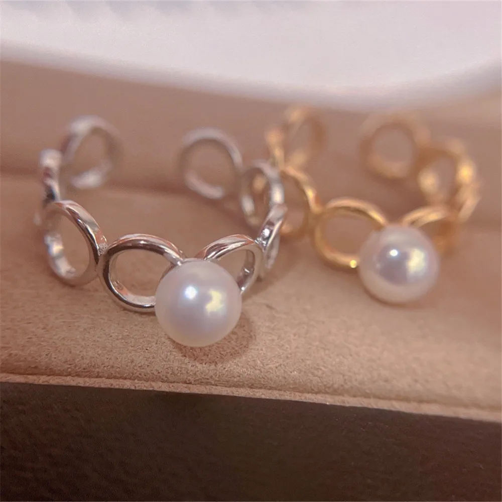 Купи 14k gold plated thick twist ring 6.5-7MM natural high quality freshwater pearls Gold and silver colors available за 210 рублей в магазине AliExpress