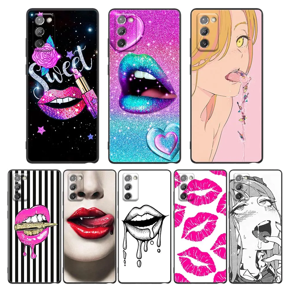 

Phone Case for Samsung Galaxy M62 M52 M51 M32 M31 M22 M01 F62 F52 F41 F42 F22 Soft Cases Cover Sexy Lady Red Lips lipstick Girls