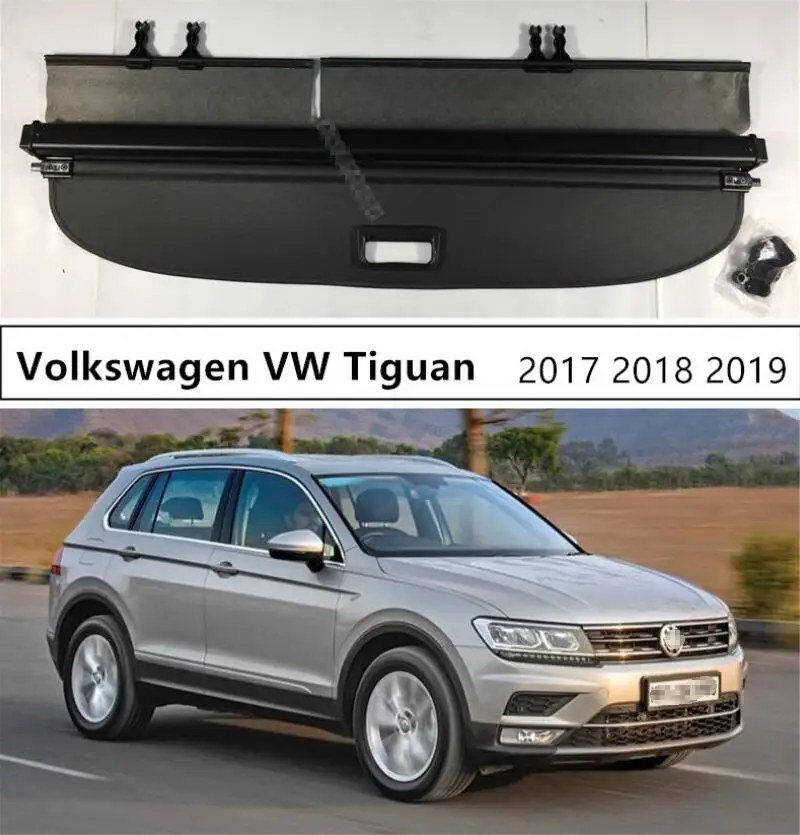 

For Volkswagen VW Tiguan 2017 2018 2019 Rear Trunk Cargo Cover Security Shield High Qualit Auto Accessories Black Beige