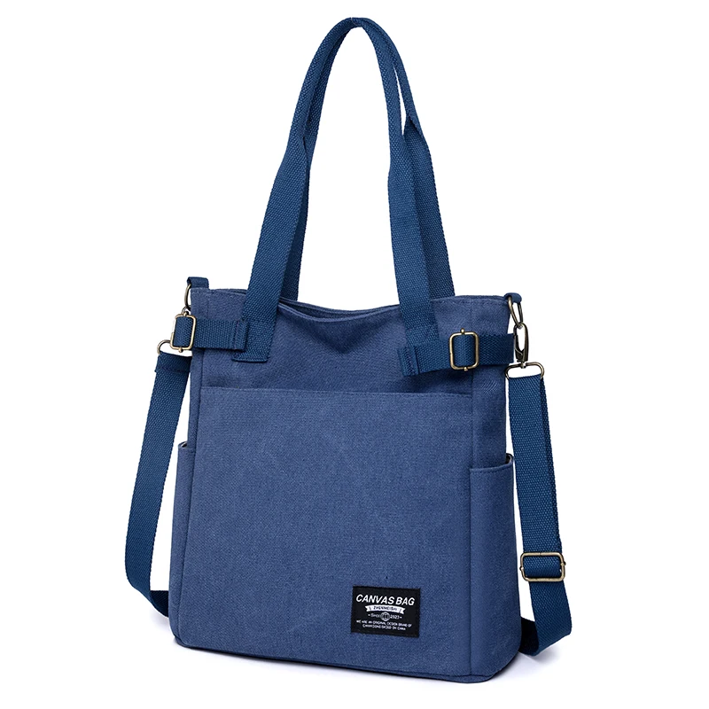 New Women's Bag Shopper Simple Fashion Zipper Handbags Lady's Message Bag Canvas Large Capacity Tote Shoulder Bags For Women