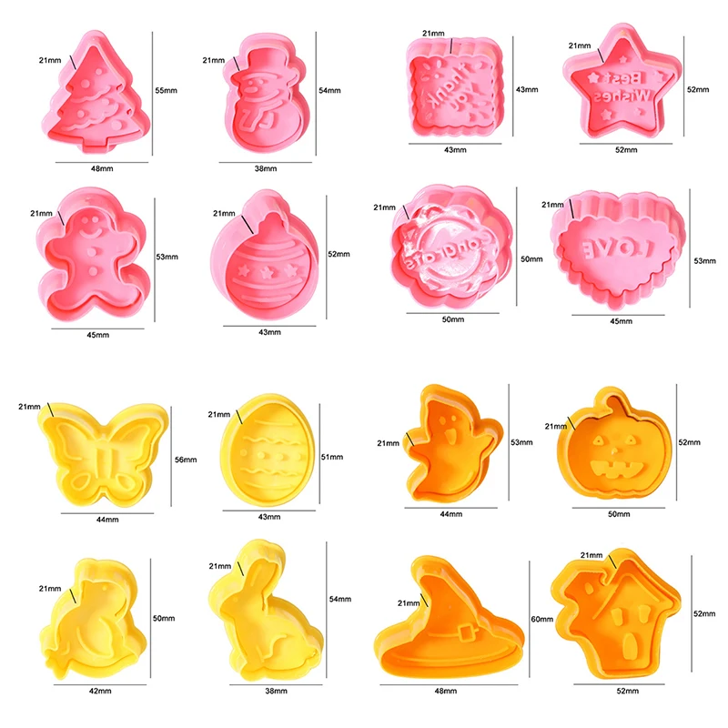 

4 шт. Рождественский Хэллоуин формочка для выдавливания печенья штампованная форма для печенья Набор кондитерских резаков 3D формочка для выпечки печенья